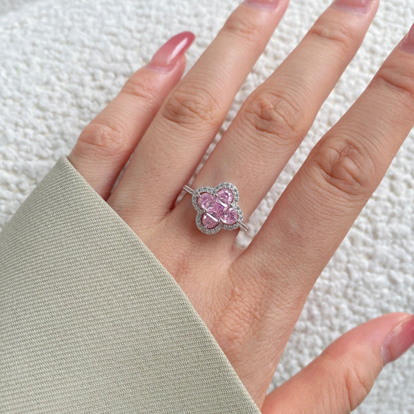 [Clover Jewelrys]Anillo de Banquete Lujoso en Forma de Flor Eterna