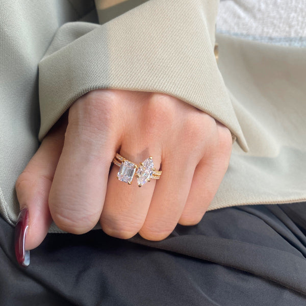 [Clover Jewelrys]Anillo de fiesta de corte radiante ornamentado y brillante de 2.0 quilates