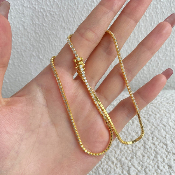 [Clover Jewelrys]Delicado Collar Tenis con Forma Redonda