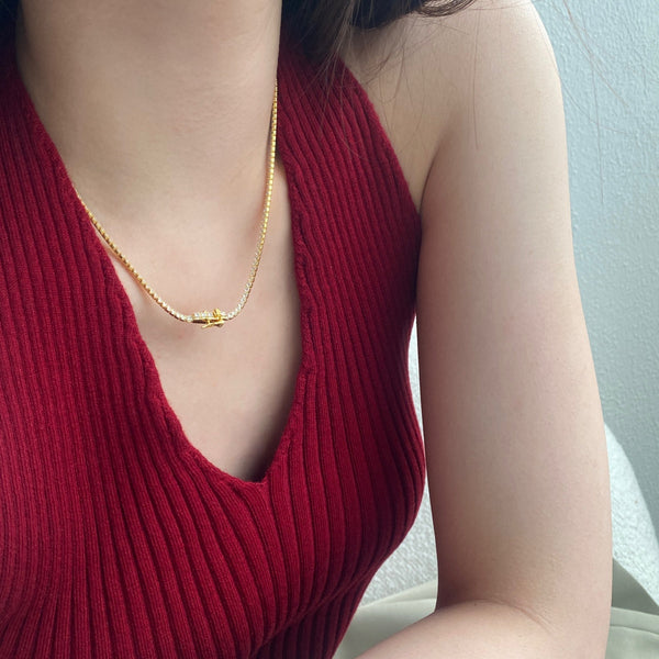 [Clover Jewelrys]Delicado Collar Tenis con Forma Redonda