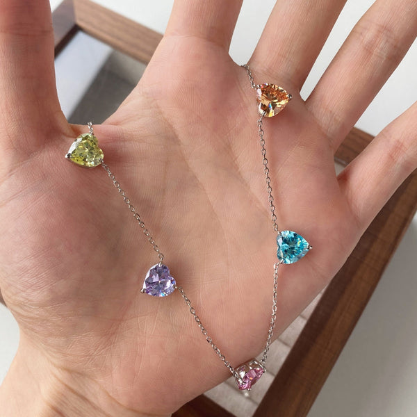 [Clover Jewelrys]Collar de Corazón Colorido Brillante