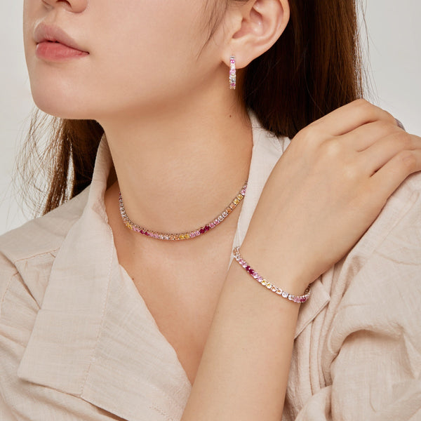 [Clover Jewelrys]Delicado Collar de Tenis Colorido