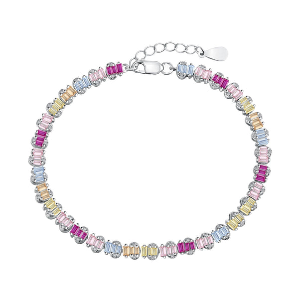 [Clover Jewelrys]Delicada pulsera de fiesta con corte esmeralda y colorida