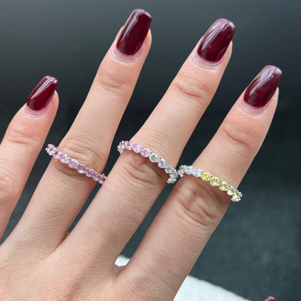 [Clover Jewelrys]Anillo de tenis con circonita redonda brillante
