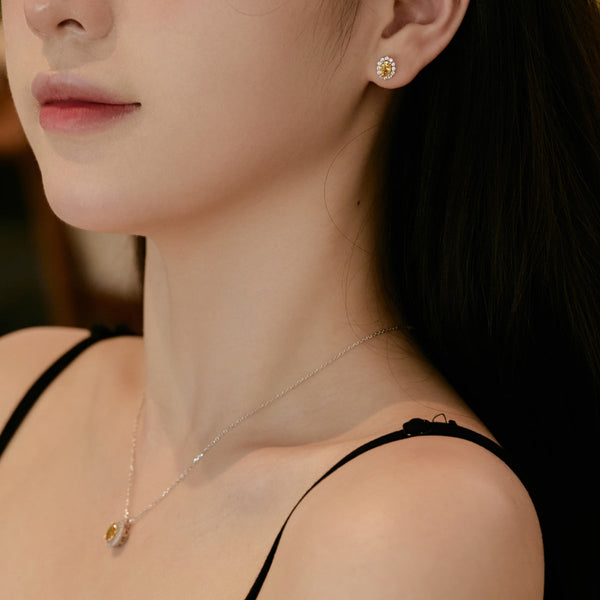 [Clover Jewelrys]Pendientes diarios delicados de corte ovalado único
