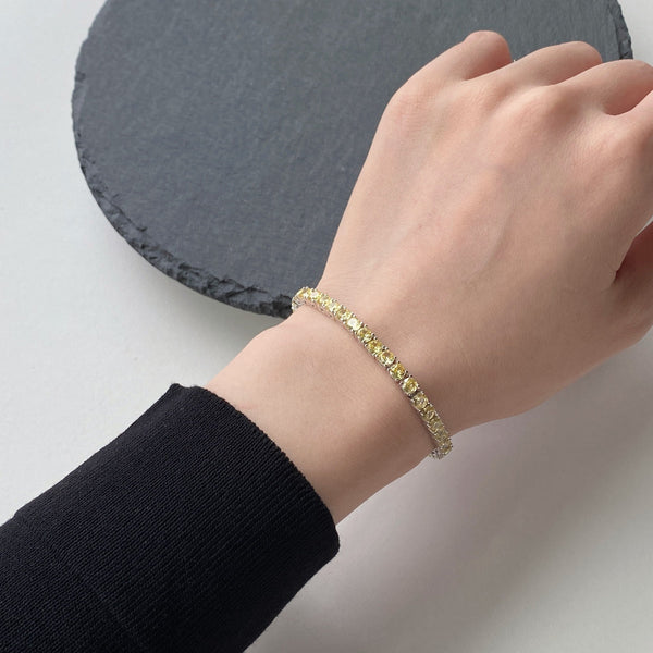 [Clover Jewelrys]Pulsera de tenis con corte redondo deslumbrante y ornamentado