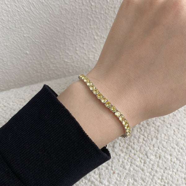 [Clover Jewelrys]Pulsera de tenis con corte redondo deslumbrante y ornamentado