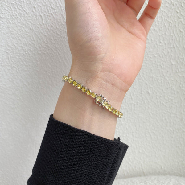 [Clover Jewelrys]Pulsera de tenis con corte redondo deslumbrante y ornamentado
