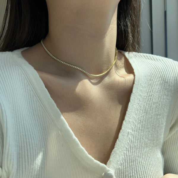 [Clover Jewelrys]Delicado Collar Tenis con Forma Redonda