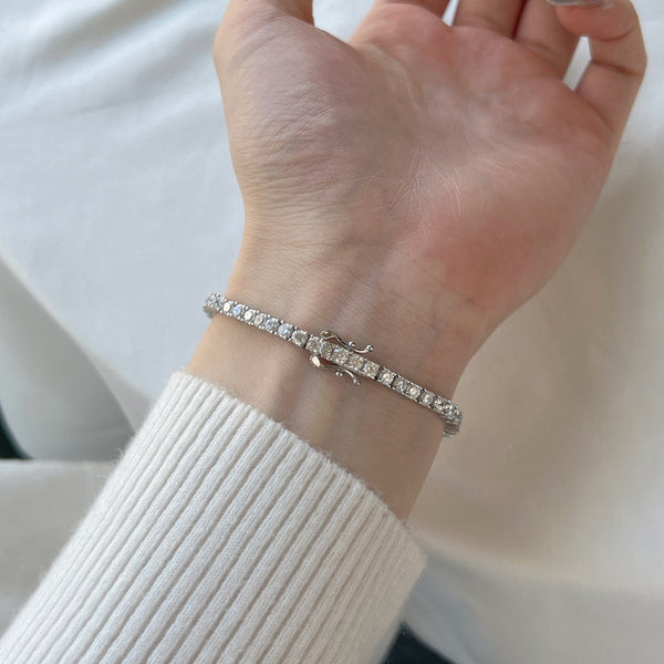 [Clover Jewelrys]Pulsera de tenis Dainty Charming de corte redondo