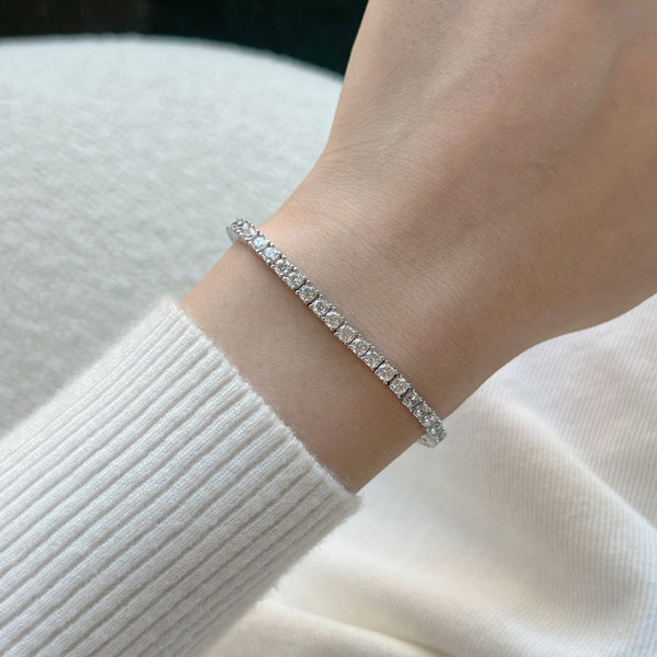 [Clover Jewelrys]Pulsera de tenis Dainty Charming de corte redondo
