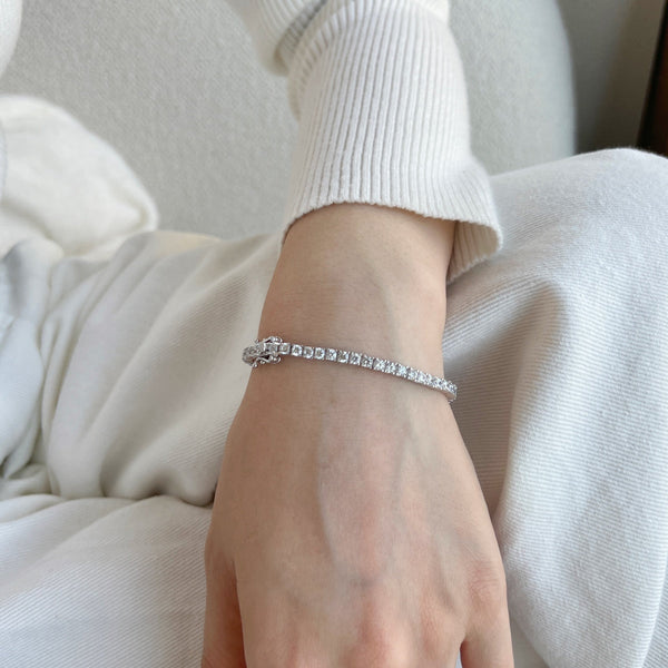 [Clover Jewelrys]Pulsera de tenis Dainty Charming de corte redondo