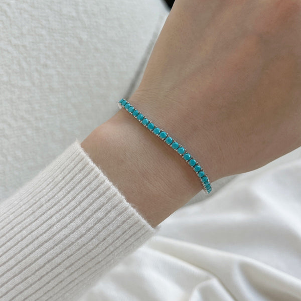 [Clover Jewelrys]Pulsera de tenis Dainty Charming de corte redondo