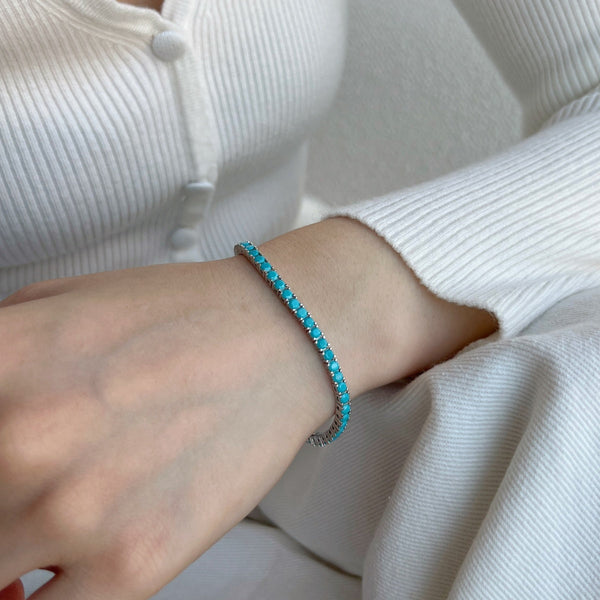 [Clover Jewelrys]Pulsera de tenis Dainty Charming de corte redondo