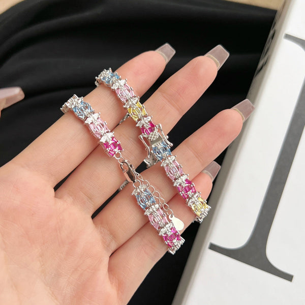 [Clover Jewelrys]Pulsera de Fiesta Delicada Multicolor con Cortes Múltiples