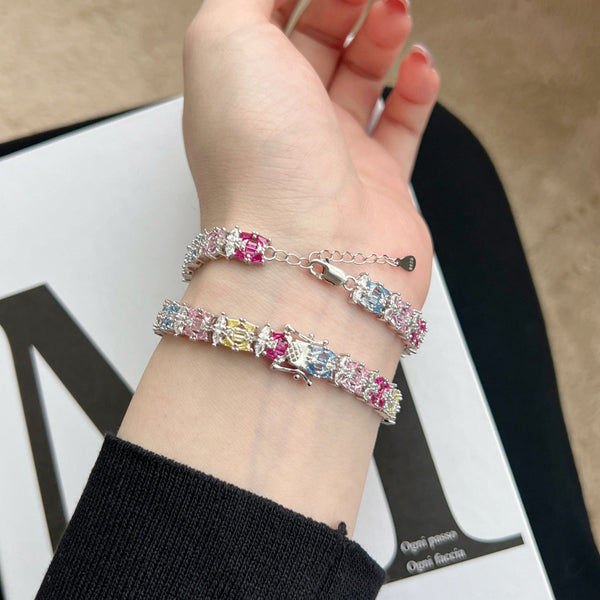 [Clover Jewelrys]Pulsera de Fiesta Delicada Multicolor con Cortes Múltiples