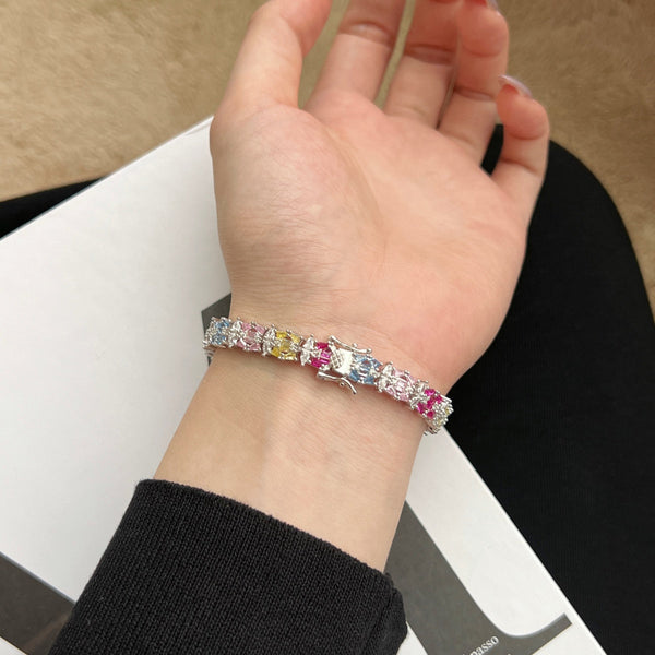 [Clover Jewelrys]Pulsera de Fiesta Delicada Multicolor con Cortes Múltiples