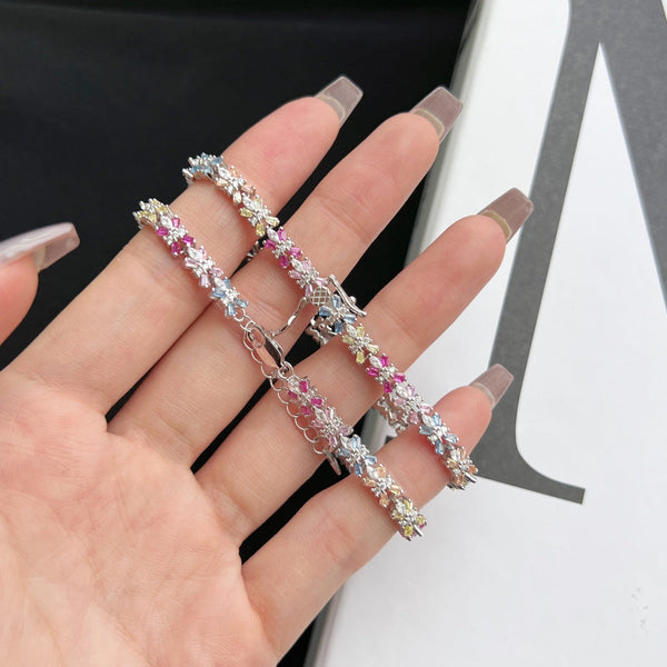 [Clover Jewelrys]Pulsera de Fiesta de Corte Esmeralda Radiante y Colorida