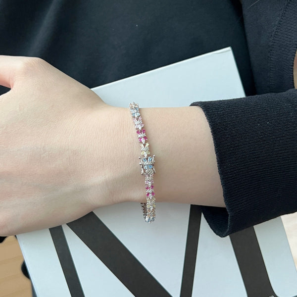 [Clover Jewelrys]Pulsera de Fiesta de Corte Esmeralda Radiante y Colorida