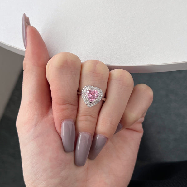 [Clover Jewelrys]Delicado Anillo de Boda en Forma de Corazón Ebulliente