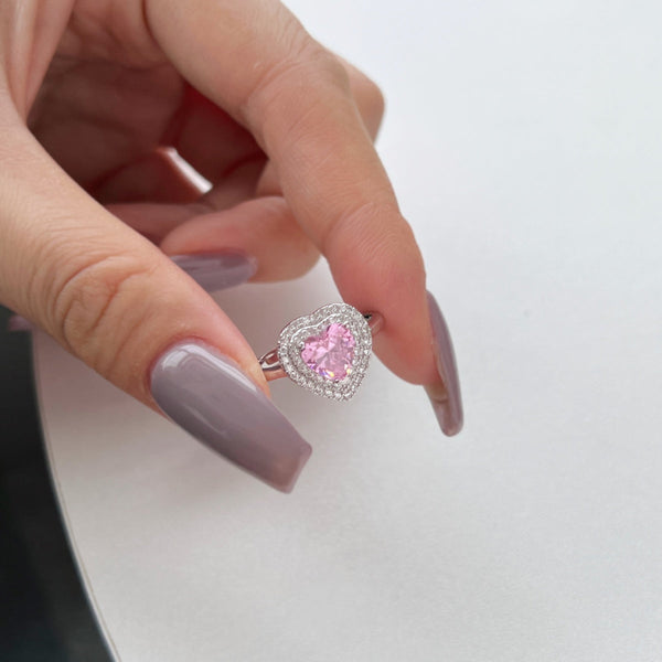 [Clover Jewelrys]Delicado Anillo de Boda en Forma de Corazón Ebulliente