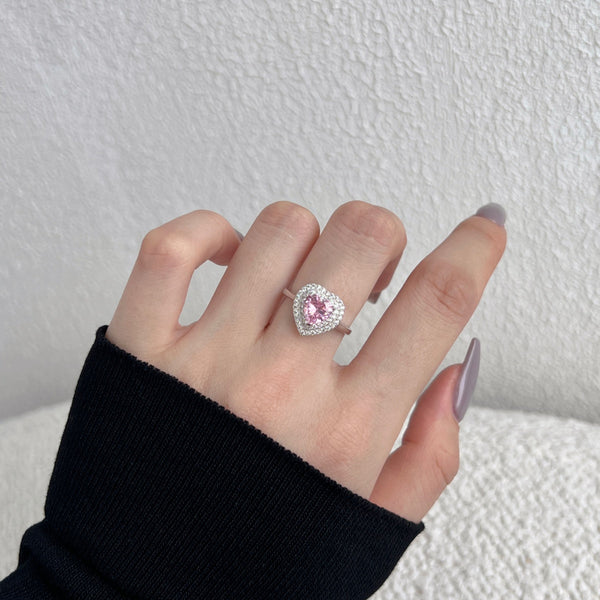 [Clover Jewelrys]Delicado Anillo de Boda en Forma de Corazón Ebulliente