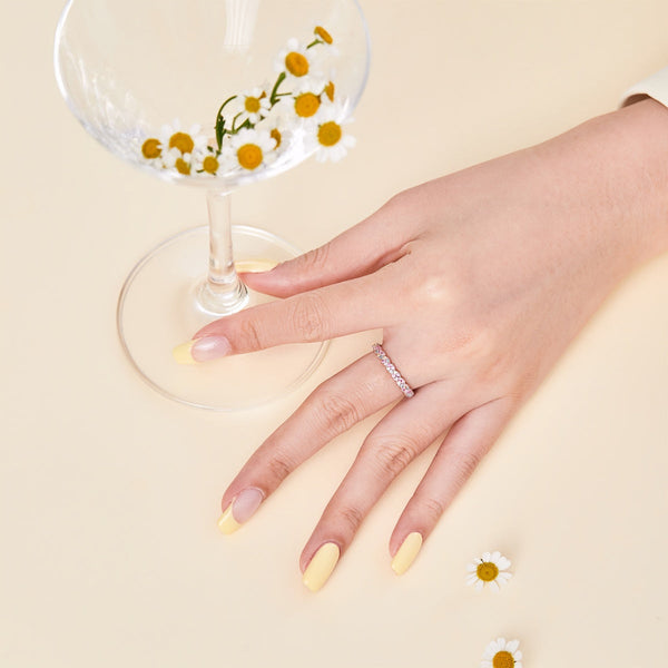 [Clover Jewelrys]Anillo diario redondo efervescente delicado