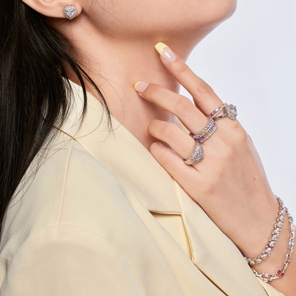 [Clover Jewelrys]Delicado Anillo de Boda en Forma de Corazón Ebulliente