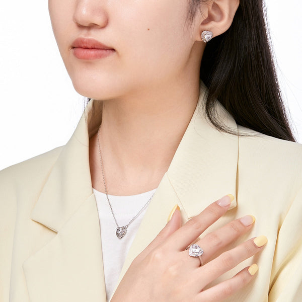 [Clover Jewelrys]Delicado Anillo de Boda en Forma de Corazón Ebulliente