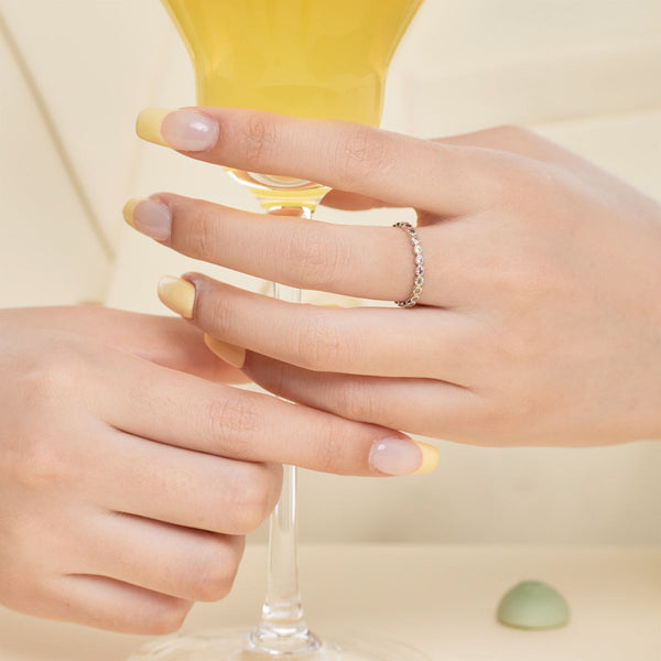 [Clover Jewelrys] Anillo diario radiante de corte redondo brillante