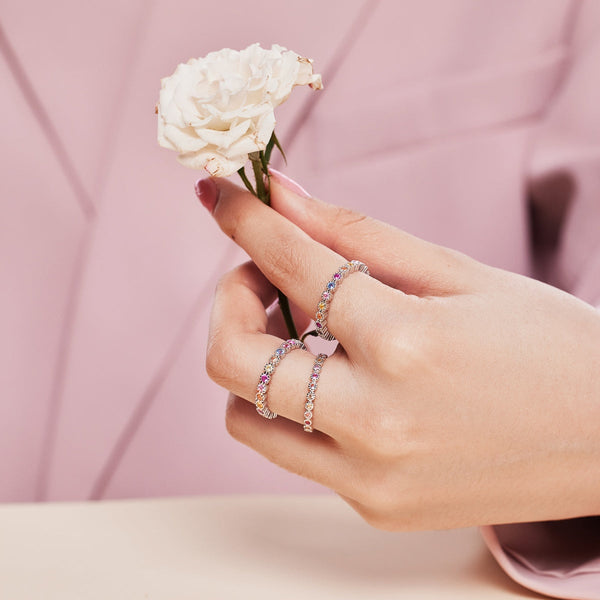 [Clover Jewelrys] Anillo diario radiante de corte redondo brillante