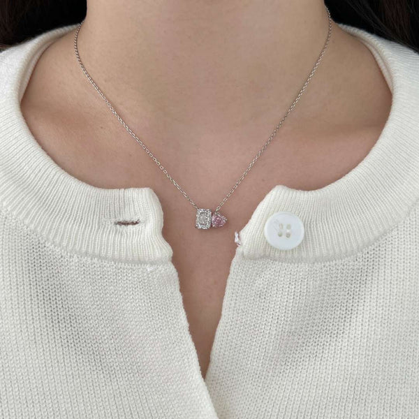 [Clover Jewelrys]Collar deslumbrante de forma cuadrada y de corazón