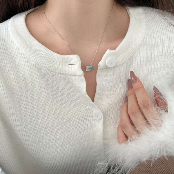 [Clover Jewelrys]Collar deslumbrante de forma cuadrada y de corazón