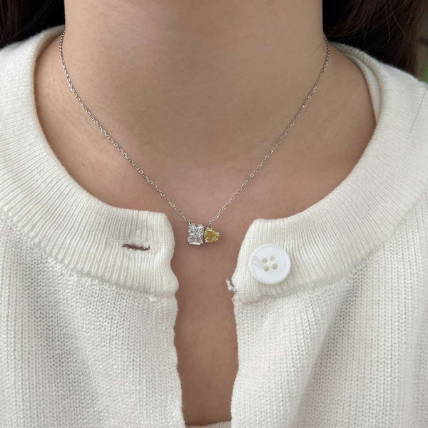 [Clover Jewelrys]Collar deslumbrante de forma cuadrada y de corazón