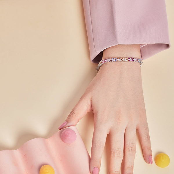 [Clover Jewelrys]Pulsera de Fiesta de Corte Esmeralda Radiante y Colorida