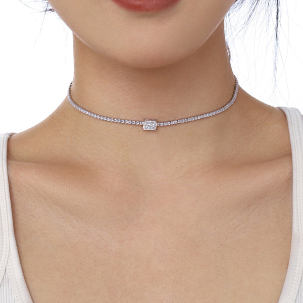 [Clover Jewelrys]2.0 quilates Collar Ornamentado de Talla Esmeralda