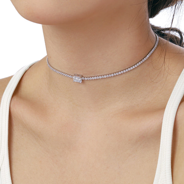 [Clover Jewelrys]2.0 quilates Collar Ornamentado de Talla Esmeralda