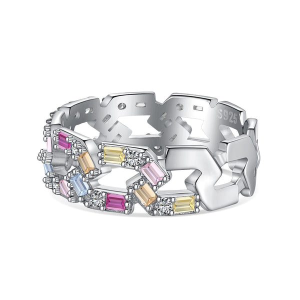 [Clover Joyas] Anillo diario de corte esmeralda vibrante y brillante
