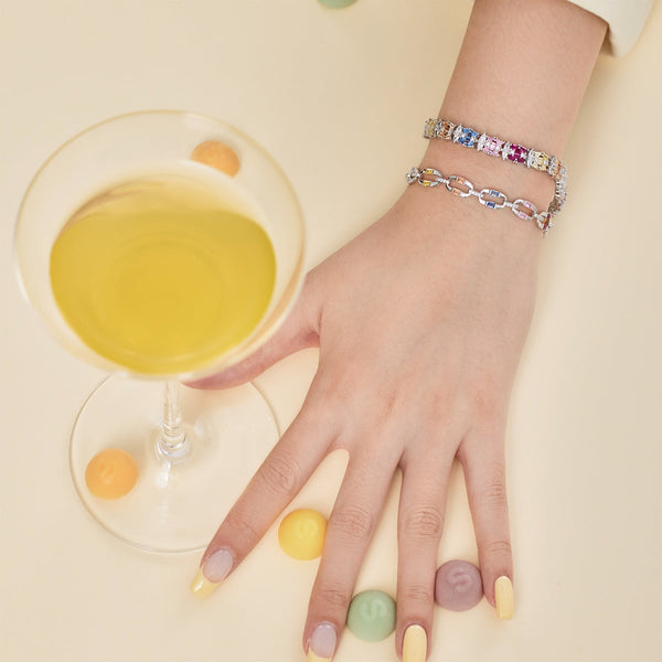 [Clover Jewelrys]Pulsera de Fiesta Delicada Multicolor con Cortes Múltiples