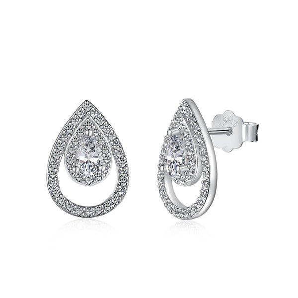 [Clover Jewelrys]Pendientes diarios delicados con forma de gota de agua brillante