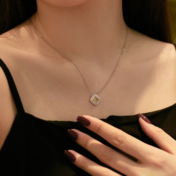 [Clover Jewelrys]Collar brillante con corte Asscher
