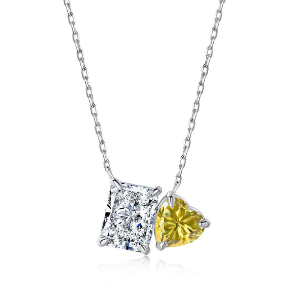 [Clover Jewelrys]Collar deslumbrante de forma cuadrada y de corazón