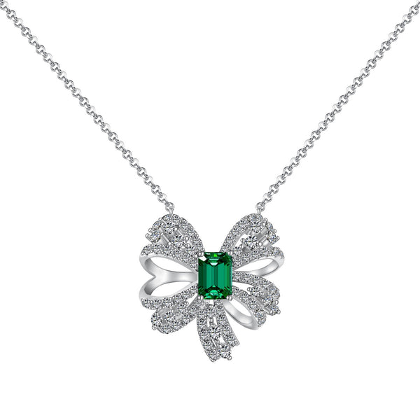 [Clover Jewelrys]Collar con forma de flor y corte esmeralda de lujo