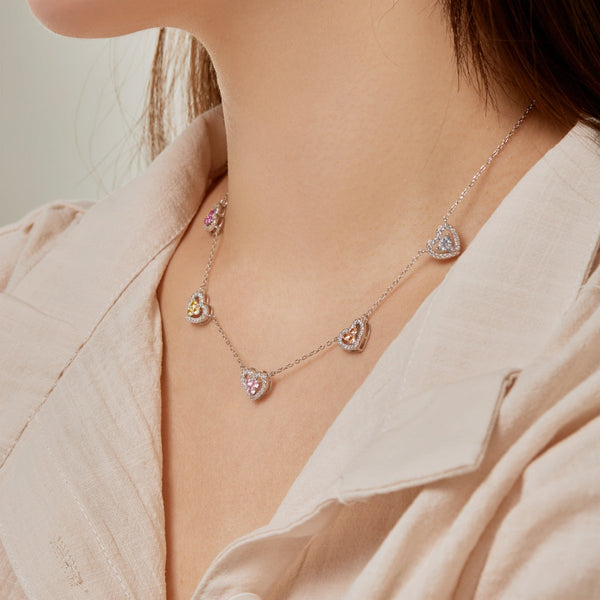 [Clover Jewelrys]Collar Brillante de Cinco Corazones