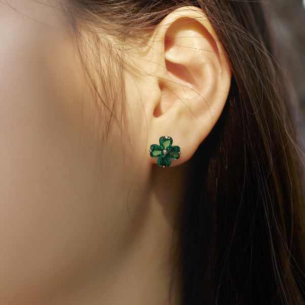 [Clover Jewelrys]Pendientes de bola trébol de cuatro hojas