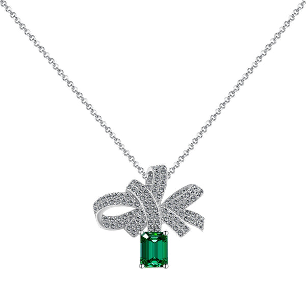 [Clover Jewelrys]Collar de corte esmeralda con forma de flor de lujo