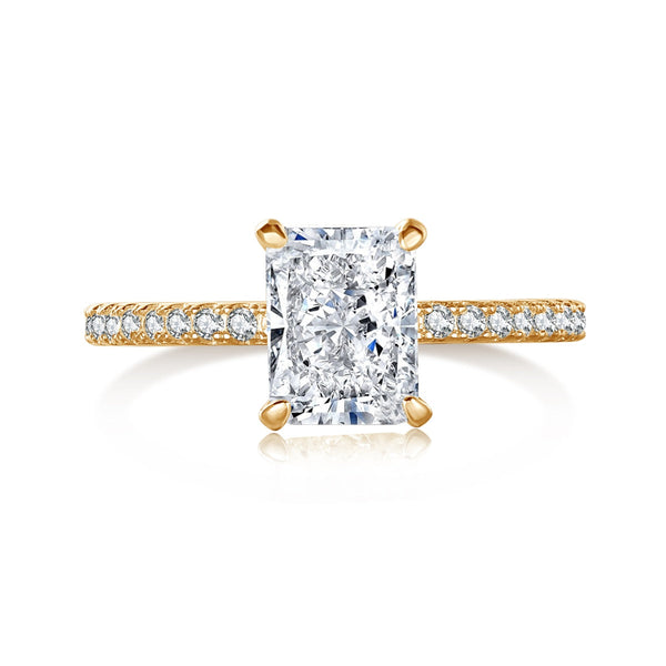 [Clover Jewelrys]Anillo de fiesta de corte radiante deslumbrante y brillante de 2,0 quilates
