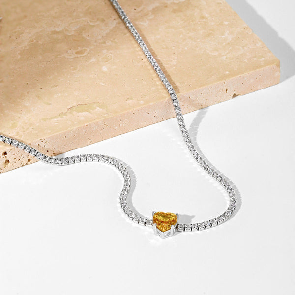 [Clover Jewelrys]2.0 Carat Sparkling Tennis Heart Cut Necklace
