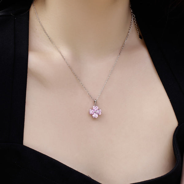 [Clover Joyas]Collar de Cuentas de Trébol de Cuatro Hojas en Forma de Corazón