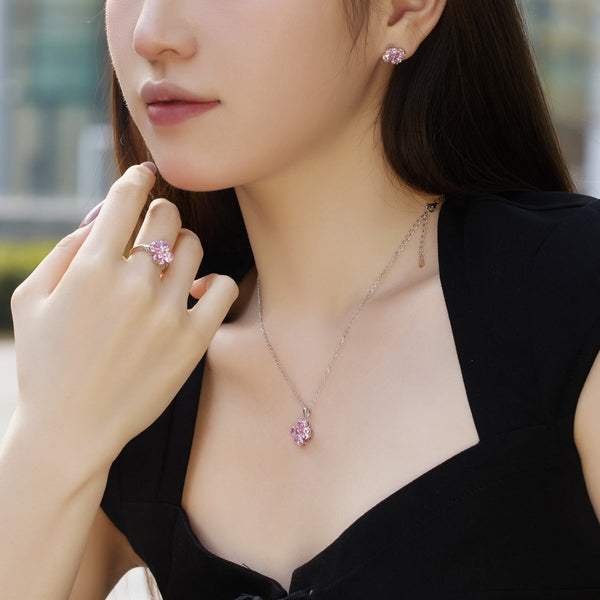 [Clover Joyas]Collar de Cuentas de Trébol de Cuatro Hojas en Forma de Corazón